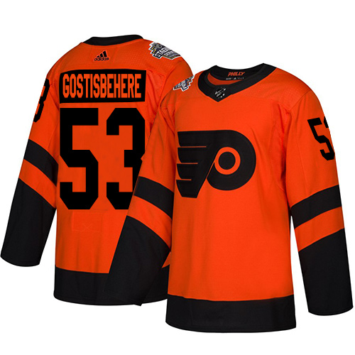 Adidas Philadelphia Flyers #53 Shayne Gostisbehere Orange Authentic 2019 Stadium Series Stitched Youth Jersey Youth