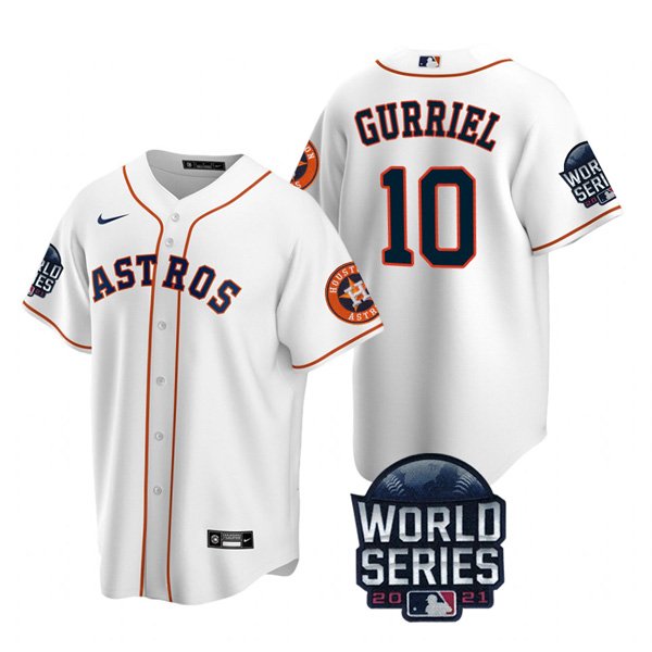 Houston Astros #10 Yuli Gurriel Men's 150th Anniversary 2021 World Series Game Jersey - White