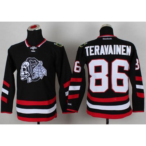 Chicago Blackhawks #86 Teuvo Teravainen Black(White Skull) 2014 Stadium Series Stitched Youth Jersey Youth