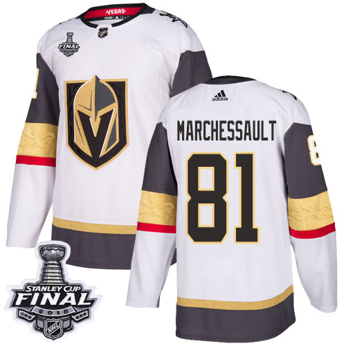 Adidas Golden Vegas Golden Knights #81 Jonathan Marchessault White Road Authentic 2018 Stanley Cup Final Stitched Jersey Men's