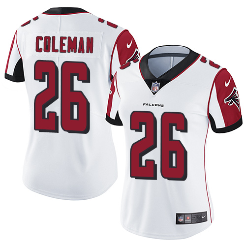 Atlanta Falcons #26 Tevin Coleman White Women's Stitched Vapor Untouchable Limited Jersey Womens