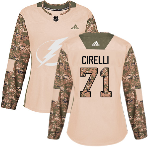 Adidas Tampa Bay Lightning #71 Anthony Cirelli Camo Authentic 2017 Veterans Day Women's Stitched Jersey Womens