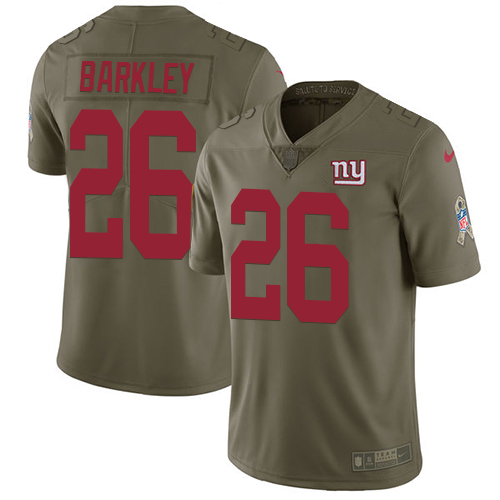 Giants #26 Saquon Barkley Olive Men's Stitched Limited 2017 Salute To Service Jersey