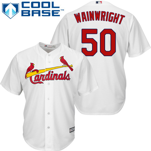 St.Louis Cardinals #50 Adam Wainwright White Cool Base Stitched Youth Jersey Youth