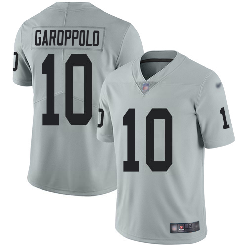 Raiders #10 Jimmy Garoppolo Silver Men's Stitched Limited Inverted Legend Jersey