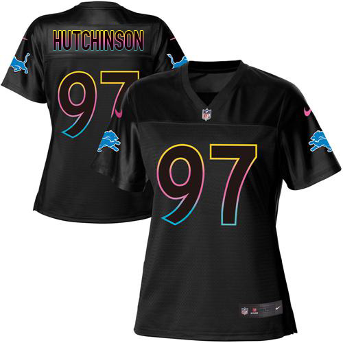 Lions #97 Aidan Hutchinson Black Women's Fashion Game Jersey