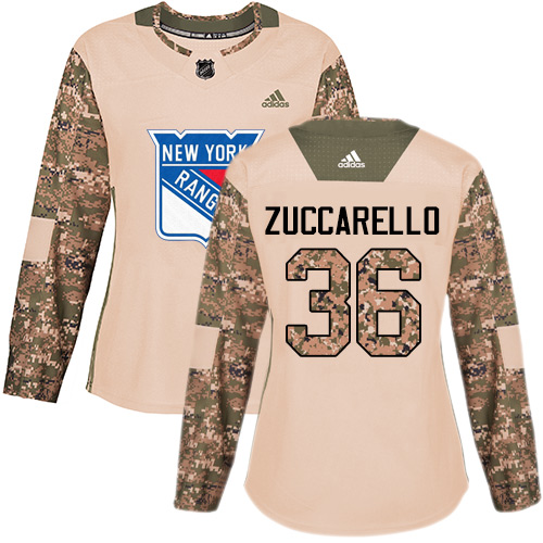 Adidas New York Rangers #36 Mats Zuccarello Camo Authentic 2017 Veterans Day Women's Stitched Jersey Womens