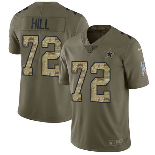 Dallas Cowboys #72 Trysten Hill Olive/Camo Men's Stitched Limited 2017 Salute To Service Jersey Men's