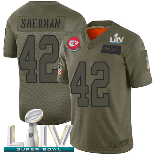 Kansas City Chiefs #42 Anthony Sherman Camo Super Bowl LIV 2020 Men's Stitched Limited 2019 Salute To Service Jersey Men's