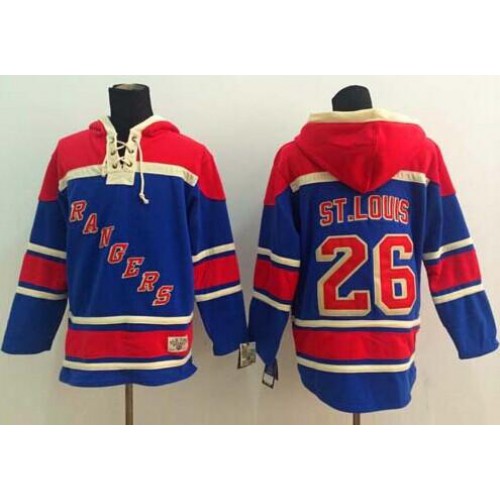 New York Rangers #26 Martin St. Louis Blue Sawyer Hooded Sweatshirt Stitched Jersey Men's