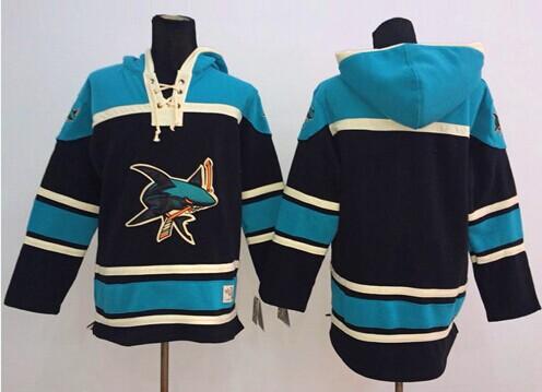 Sharks Blank Black Sawyer Hooded Sweatshirt Stitched Jersey
