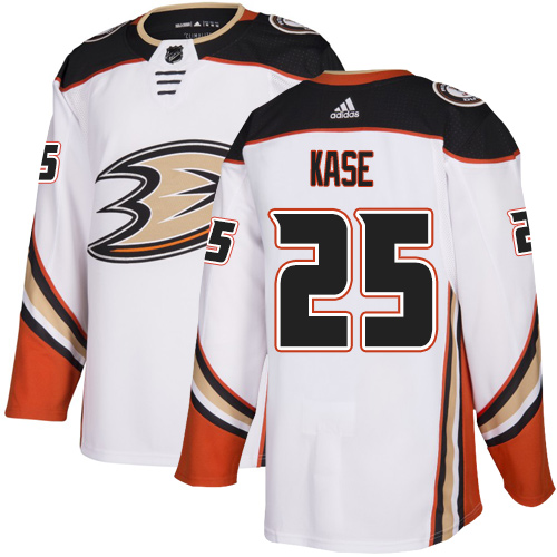 Adidas Anaheim Ducks #25 Ondrej Kase White Road Authentic Stitched Jersey Men's