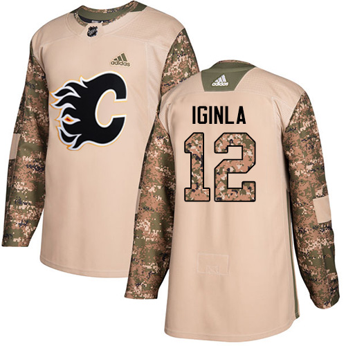 Adidas Calgary Flames #12 Jarome Iginla Camo Authentic 2017 Veterans Day Stitched Youth Jersey Youth