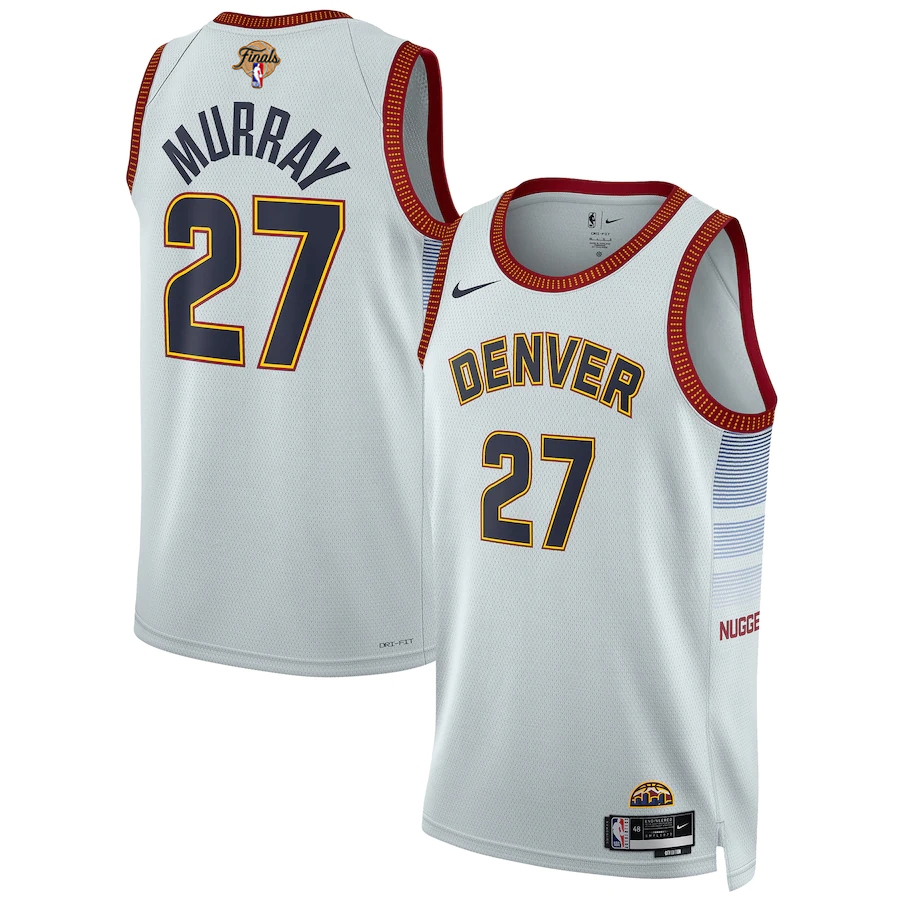 Denver Nuggets #27 Jamal Murray Unisex Silver 2023 Finals Patch Swingman Jersey - City Edition