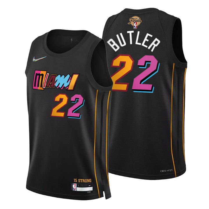 Miami Heat #22 Jimmy Butler Black 2023 Finals Patch Swingman Jersey - City Edition