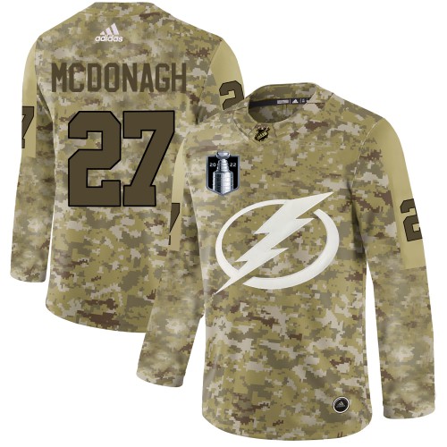 Adidas Tampa Bay Lightning #27 Ryan McDonagh Camo 2022 Stanley Cup Final Patch Authentic Stitched Jersey Men's