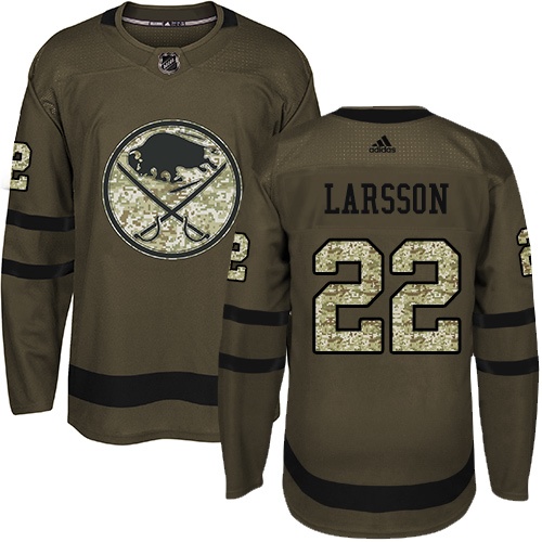 Adidas Buffalo Sabres #22 Johan Larsson Green Salute to Service Stitched Jersey Men's