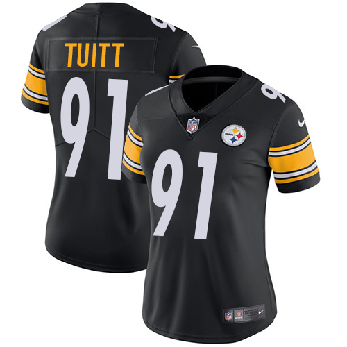 Pittsburgh Steelers #91 Stephon Tuitt Black Team Color Women's Stitched Vapor Untouchable Limited Jersey Womens