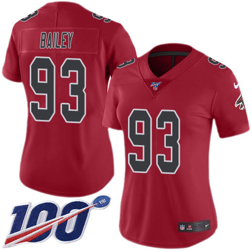 Atlanta Falcons #93 Allen Bailey Red Women's Stitched Limited Rush 100th Season Jersey Womens