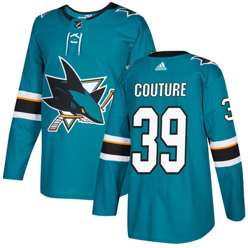 Adidas San Jose Sharks #39 Logan Couture Teal Home Authentic Stitched Jersey Men's
