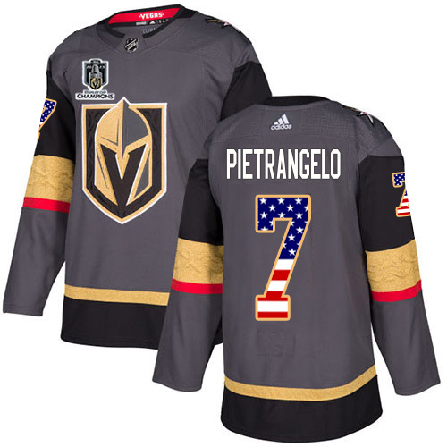 Adidas Golden Knights #7 Alex Pietrangelo Grey 2023 Stanley Cup Champions Home Authentic USA Flag Stitched Jersey