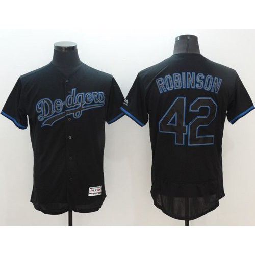 Los Angeles Dodgers #42 Jackie Robinson Black Fashion Flexbase Authentic Collection Stitched Jersey Men's