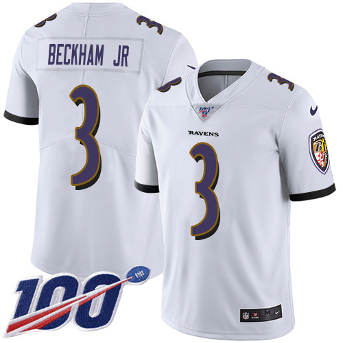 Ravens #3 Odell Beckham Jr. White Youth Stitched 100th Season Vapor Untouchable Limited Jersey
