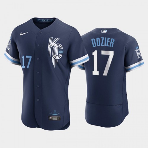Kansas City Kansas City Royals #17 Hunter Dozier Men's Authentic 2022 City Connect Navy Jersey Men's