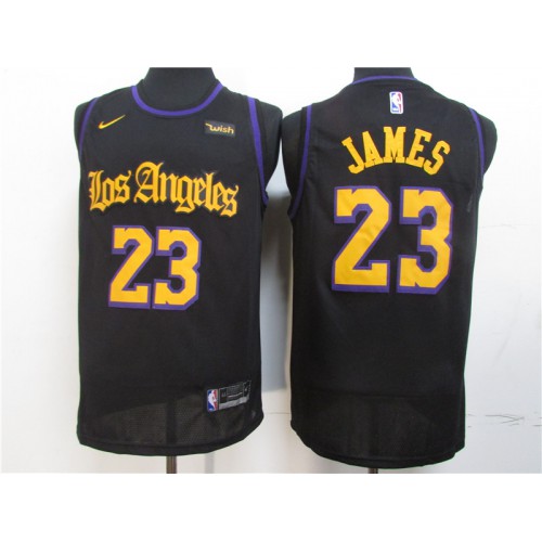 Los Angeles Los Angeles Lakers #23 LeBron James Black 2020 Latin Nights Swingman Jersey Mens