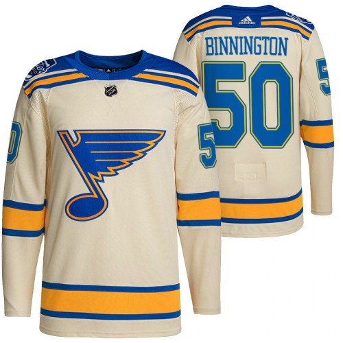 St. Louis St. Louis Blues #50 Jordan Binnington Men's Adidas 2022 Winter Classic Authentic Jersey Cream Men's
