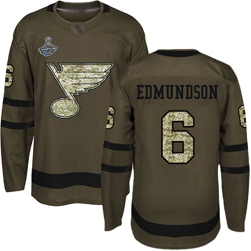 Adidas St. Louis Blues #6 Joel Edmundson Green Salute to Service Stanley Cup Champions Stitched Jersey Men's