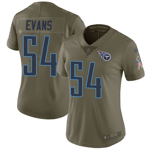 Tennessee Titans #54 Rashaan Evans Olive Women's Stitched Limited 2017 Salute to Service Jersey Womens