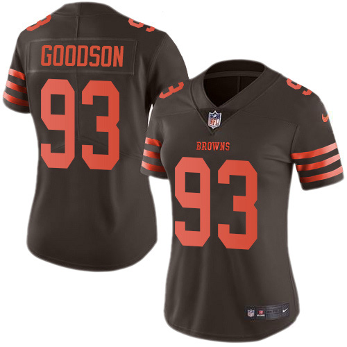 Cleveland Browns #93 B.J. Goodson Brown Women's Stitched Limited Rush Jersey Womens