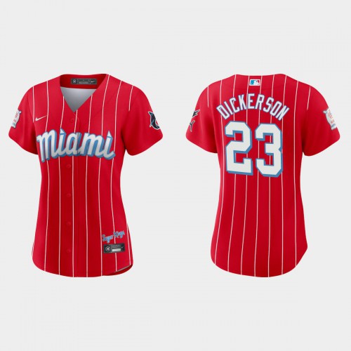 Miami Miami Marlins #23 Corey Dickerson Women's 2021 City Connect Authentic Jersey Red Womens