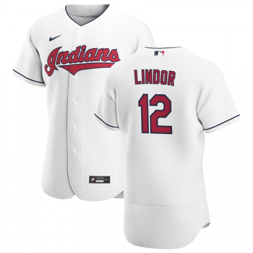 Cleveland Guardians #12 Francisco Lindor Men's White Home 2020 Authentic Team Jersey Men's