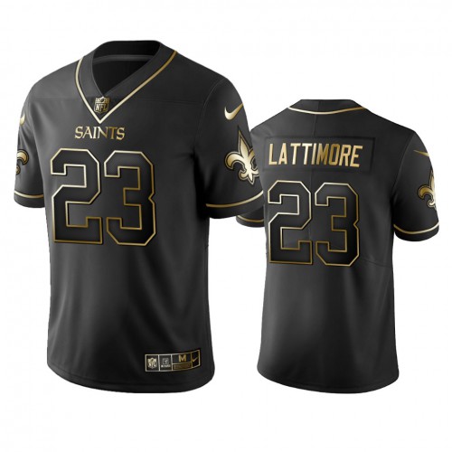 New Orleans Saints #23 Marshon Lattimore Men's Stitched Vapor Untouchable Limited Black Golden Jersey Men's