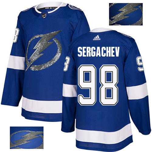 Adidas Tampa Bay Lightning #98 Mikhail Sergachev Blue Home Authentic Fashion Gold Stitched Jersey Men's