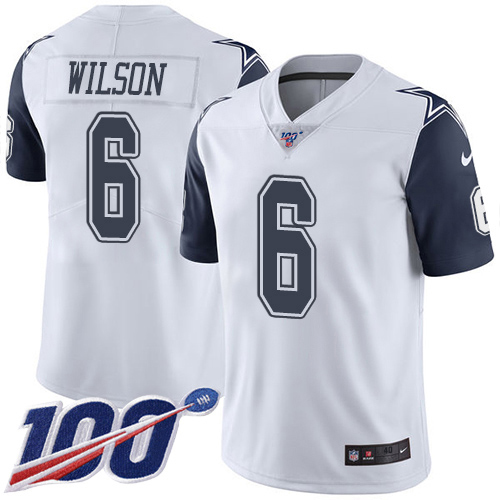 Cowboys #6 Donovan Wilson White Men's Stitched Limited Rush 100th Season Jersey