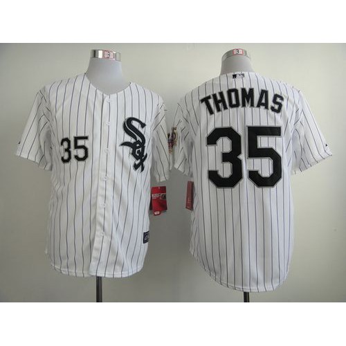 Chicago White Sox #35 Frank Thomas White w75th Anniversary Commemorative Patch Stitched Jersey Men's