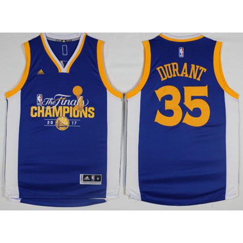 Golden State Warriors #35 Kevin Durant Blue 2017 Finals Champions Stitched Jersey Mens