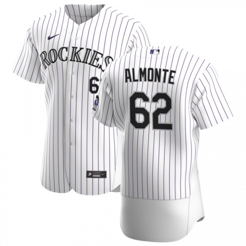 Colorado Colorado Rockies #62 Yency Almonte Men's White Home 2020 Authentic Player Jersey Men's