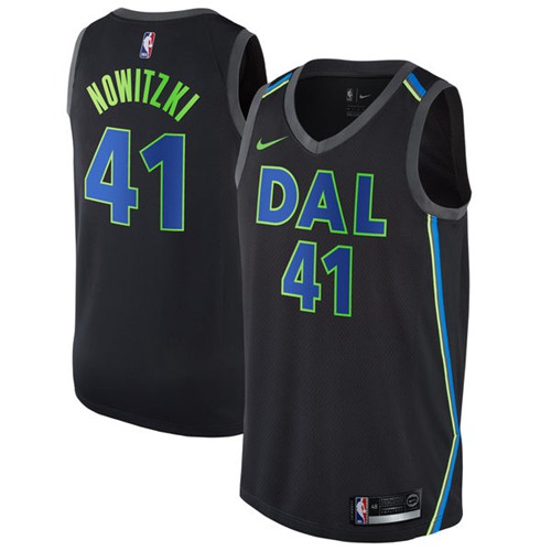 Dallas Mavericks #41 Dirk Nowitzki Black Swingman City Edition Jersey Mens