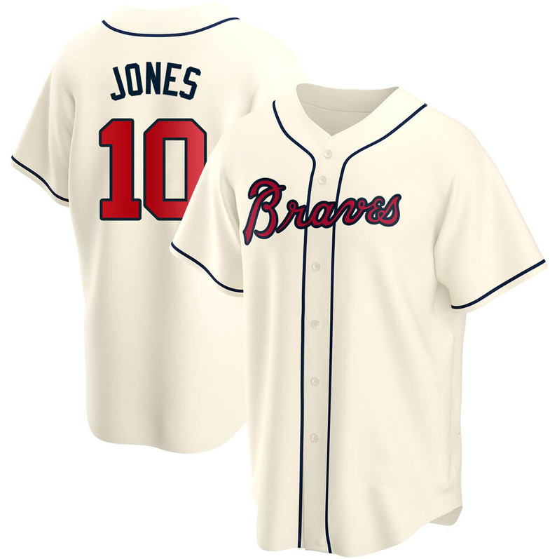 Men's Youth Women's Atlanta Braves #10 Chipper Jones Cool Base Alternate Jersey - Cream