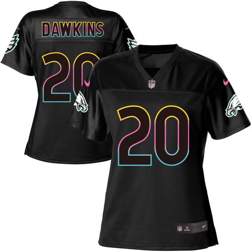 Eagles #20 Brian Dawkins Black Women's Fashion Game Jersey