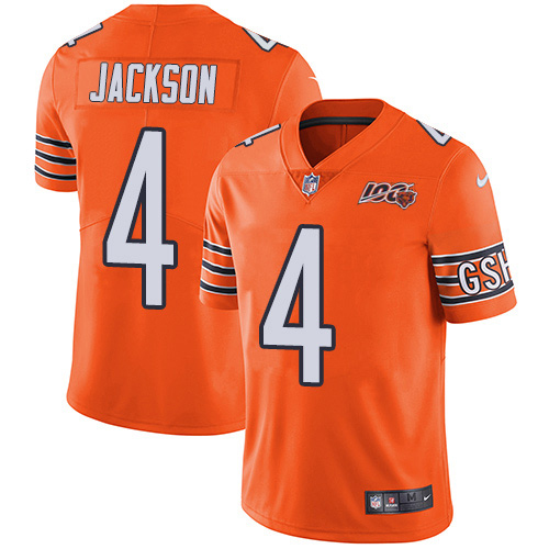 Bears #4 Eddie Jackson Orange Youth Stitched Limited Rush 100th Season Jersey