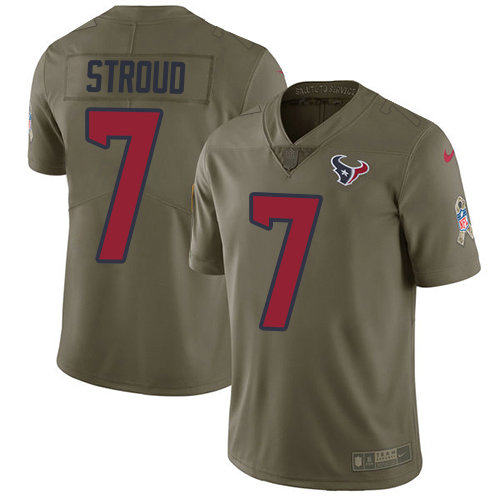 Texans #7 C.J. Stroud Olive Youth Stitched Limited 2017 Salute To Service Jersey