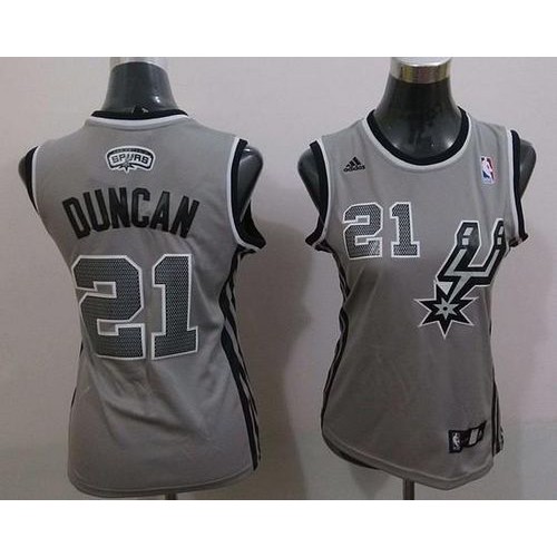 San Antonio Spurs #21 Tim Duncan Grey Alternate Womens Stitched Jersey Womens