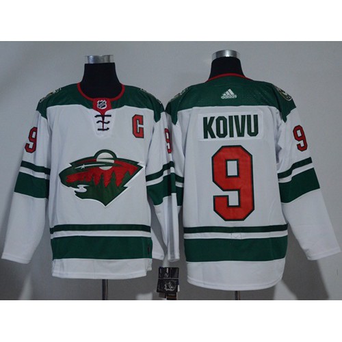 Adidas Minnesota Wild #9 Mikko Koivu White Road Authentic Stitched Jersey Men's