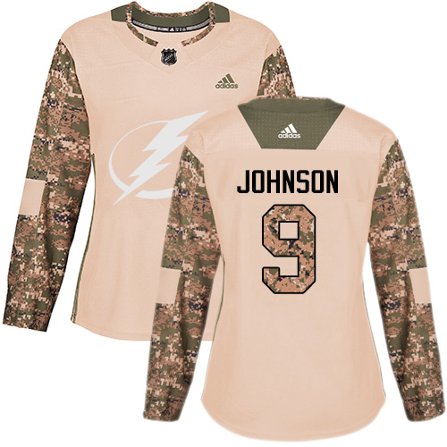Adidas Tampa Bay Lightning #9 Tyler Johnson Camo Authentic 2017 Veterans Day Women's Stitched Jersey Womens