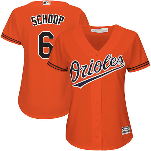 Baltimore Orioles #6 Jonathan Schoop Orange Alternate Women's Stitched Jersey Womens